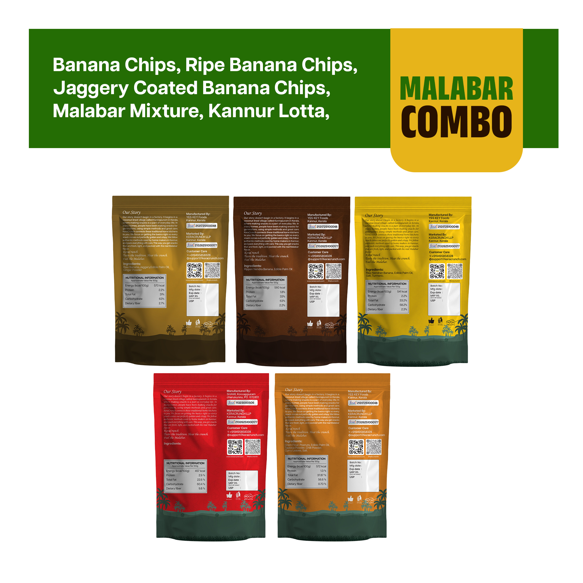 Keracrunch Malabar Combo — all five products displayed front and back